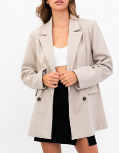 Double Breasted Notch Collar Oversize Blazer Coat