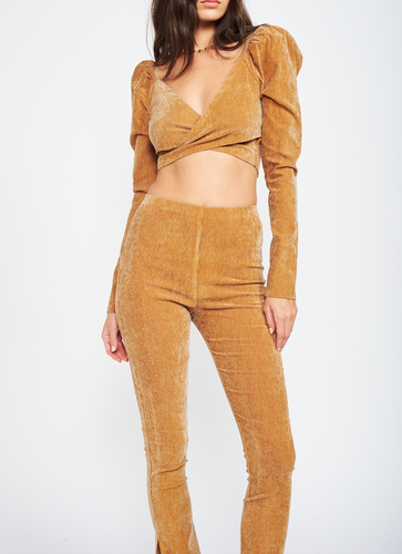 Long Sleeve Corduroy Crop Top