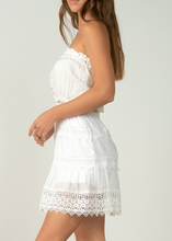 Load image into Gallery viewer, Macramé Embroidered Strapless Mini Dress