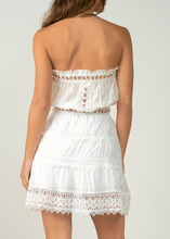 Load image into Gallery viewer, Macramé Embroidered Strapless Mini Dress