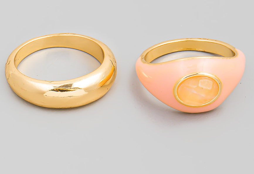 Two Piece Semi Precious Ring Set