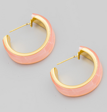 Load image into Gallery viewer, Mini Semiprecious Stone Hoop Earrings