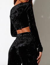 Load image into Gallery viewer, Crush Velvet Long Sleeve Square Neck Crop Top