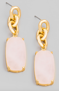 Oval Stone Drop Earrings