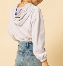 Load image into Gallery viewer, Velvet Long Sleeve Crop Hoodie