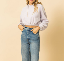 Load image into Gallery viewer, Velvet Long Sleeve Crop Hoodie