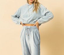 Load image into Gallery viewer, Velvet Long Sleeve Crop Hoodie