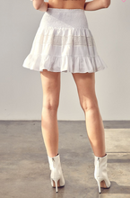 Load image into Gallery viewer, Macramé Tier Smock Mini Skirt