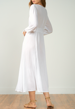 Load image into Gallery viewer, Long Sleeve V Neck Button Maxi Dress