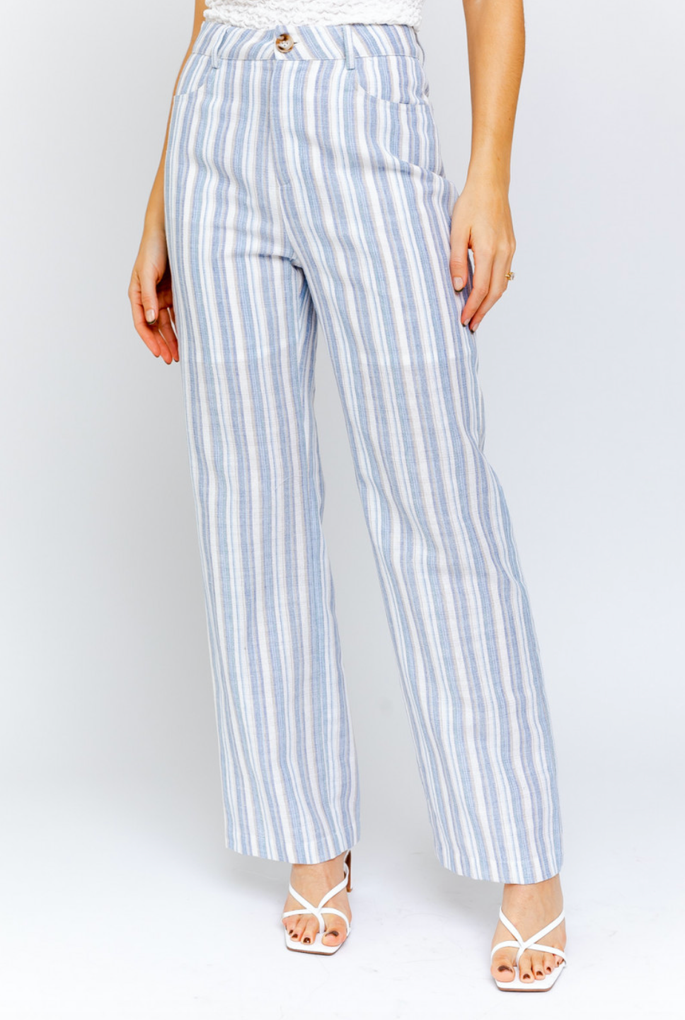 High waisted wide leg striped pants hotsell