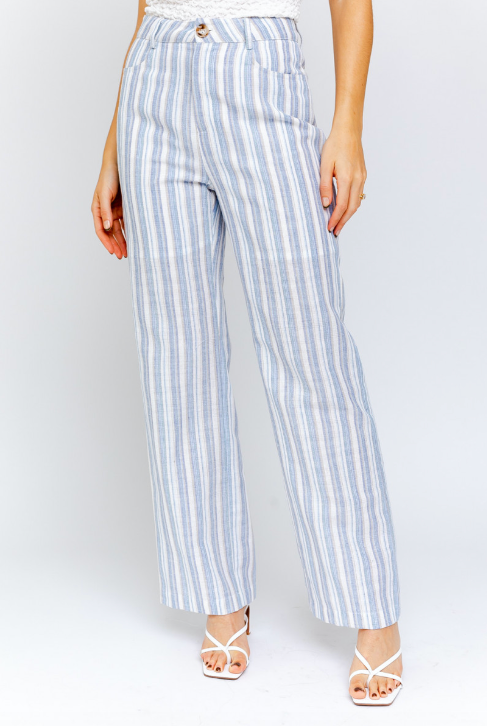 High Waisted Wide Leg Striped Pants