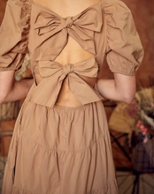 Load image into Gallery viewer, Puff Sleeve Back Bow Tie Dress