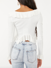 Load image into Gallery viewer, Long Sleeve Ribbed Bell Sleeve Top