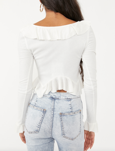 Long Sleeve Ribbed Bell Sleeve Top