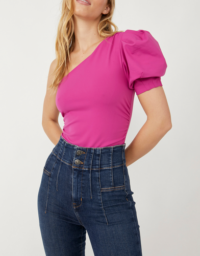 One Shoulder Puff Sleeve Bodysuit