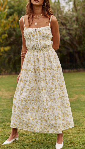 Printed Cotton Eyelet Midi Dress