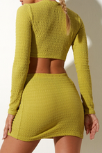 Load image into Gallery viewer, Long Sleeve Cut Out Tie Front Crop Top