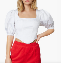 Load image into Gallery viewer, Puff Sleeve Corset Crop Top