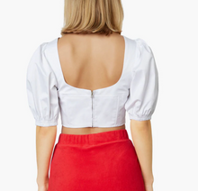 Load image into Gallery viewer, Puff Sleeve Corset Crop Top