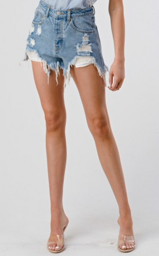 High Waisted Distressed Jean Shorts