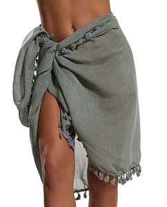 Sheer Tassel Wrap Beach Sarong Pareo Skirt