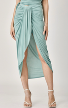 Load image into Gallery viewer, Draped Front Slit Midi Skirt