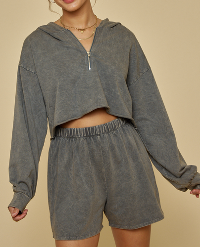 Quarter zip Cropped Hoodie