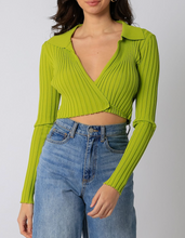 Load image into Gallery viewer, Long Sleeve Collared Crop Top