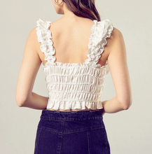 Load image into Gallery viewer, Shirred Ruffle Crop Top
