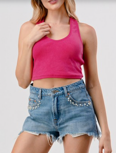 Racer Back Ribbed Crop Top