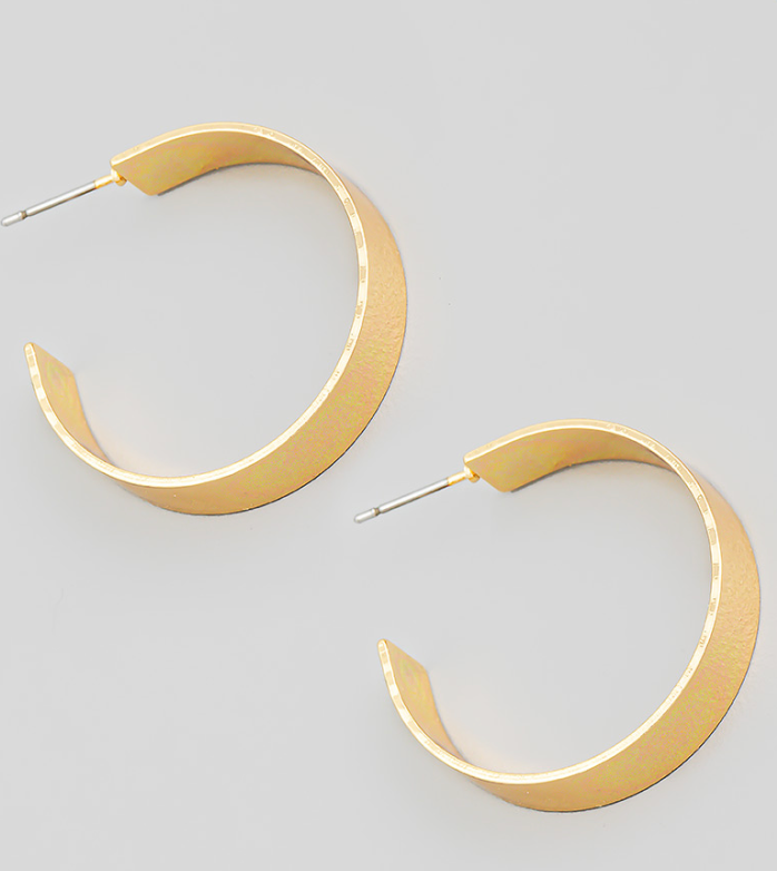 Flat Metallic Open Hoop Earrings