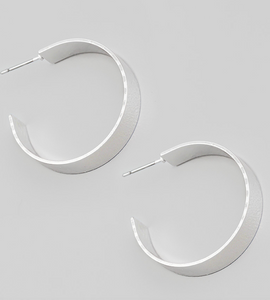 Flat Metallic Open Hoop Earrings
