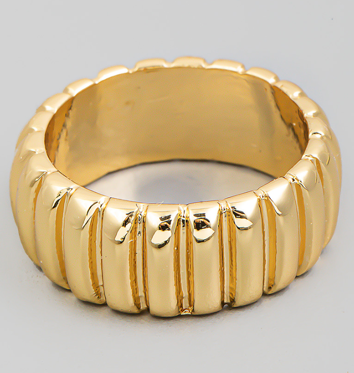 Metallic Ribbed Fashion Ring