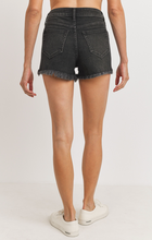 Load image into Gallery viewer, High Rise Destroyed Hem Denim Shorts