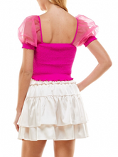 Load image into Gallery viewer, Square Neck Puff Sleeve Crop Top