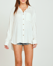 Load image into Gallery viewer, Long Sleeve Button Down Crochet Detail Shirt