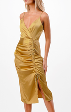 Load image into Gallery viewer, Sleeveless V Neck Ruched Midi Dress