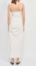 Load image into Gallery viewer, Satin Ruch Tie Side Maxi Dress