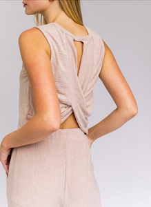 Sleeveless Back Cut Out Overlap Top