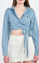 Load image into Gallery viewer, Long Sleeve Wrap Crop Top