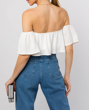 Load image into Gallery viewer, Off Shoulder Ruffle Layered Crop Top