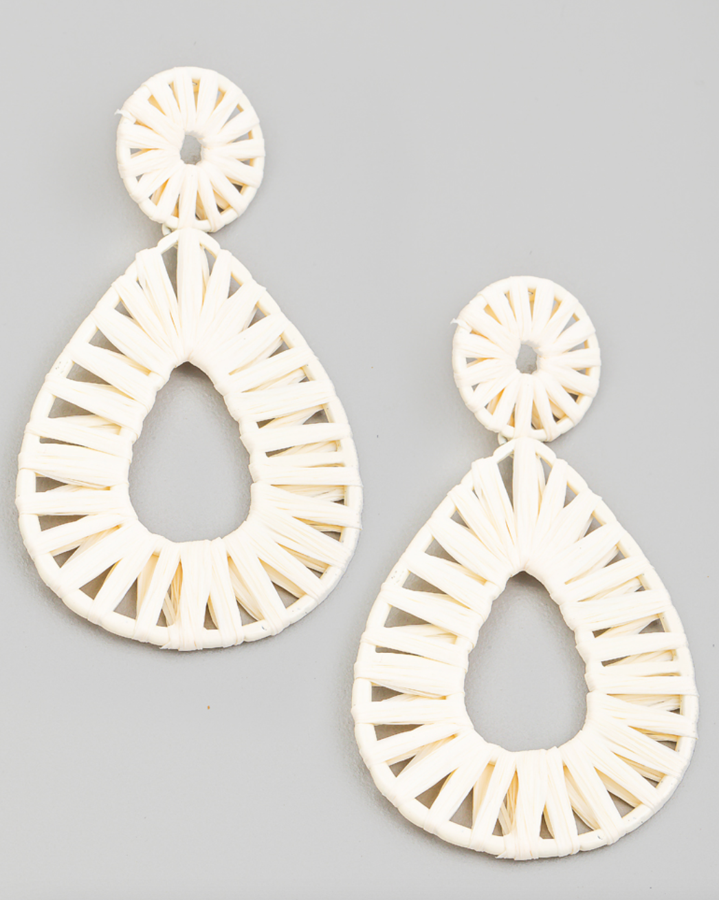 Raffia Straw Teardrop Earrings