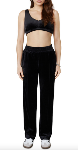 Velour High Waisted Wide Leg Pants