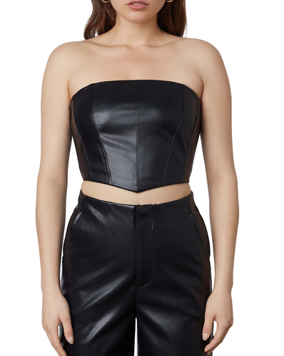 Vegan Leather Corset Crop Top