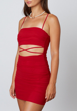 Load image into Gallery viewer, Sleeveless Ruched Cut Out Mini Dress