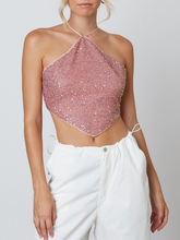 Load image into Gallery viewer, Sleeveless Halter Tie Back Crop Top