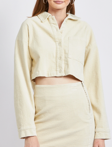 Cropped Corduroy Button Up Jacket