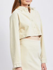Cropped Corduroy Button Up Jacket