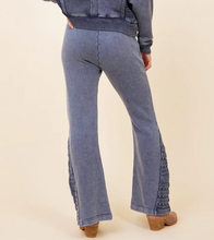 Load image into Gallery viewer, Washed Denim Crochet Wide Leg Pants
