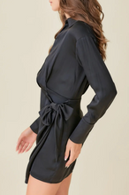 Load image into Gallery viewer, Collared Long Sleeve Overlap Dress